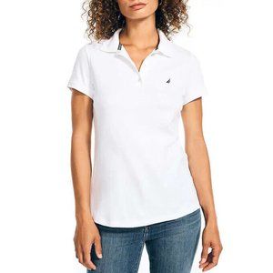 NWT Nautica Women's Short Sleeve Three Button Polo White Size 2XL $60 4D027